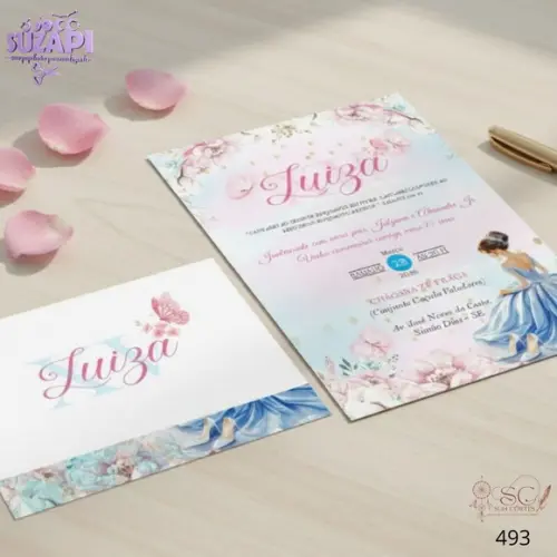 Convite 15 Anos A5 Rosa e Azul