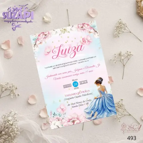 Convite 15 Anos A5 Rosa e Azul