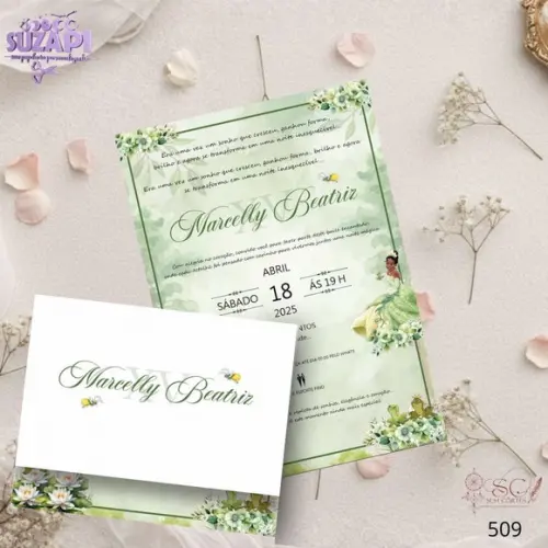 Convite 15 Anos A5 Tiana Verde Oliva