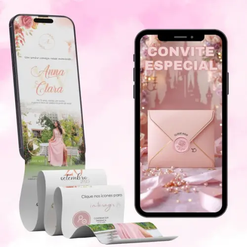 Convite 15 Anos Interativo Exclusive Jardim Rosa + Brinde