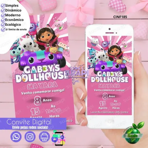 Convite a Casa Mágica da Gaby 2 Digital Virtual Whatsapp