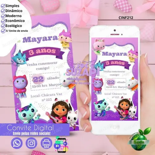 Convite a Casa Mágica da Gaby Digital Virtual Whatsapp