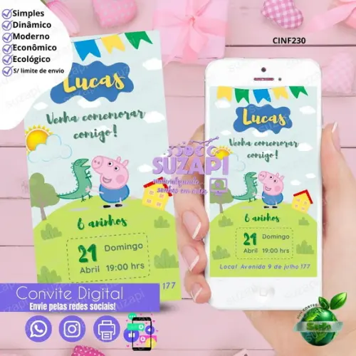 Convite a Porquinha Digital Virtual Whatsapp