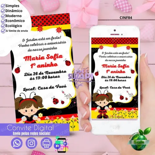 Convite Abelhinha Digital Virtual Whatsapp