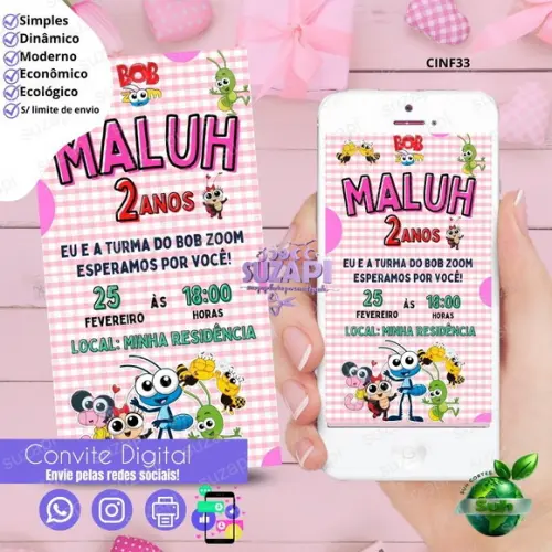 Convite Bob Zoom Digital Virtual Whatsapp
