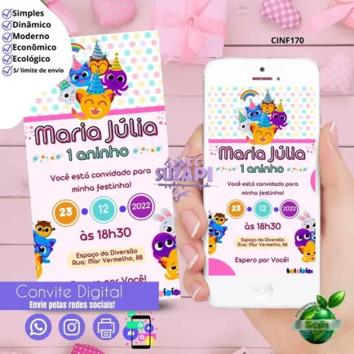 Convite Bolofofo Digital Virtual Whatsapp