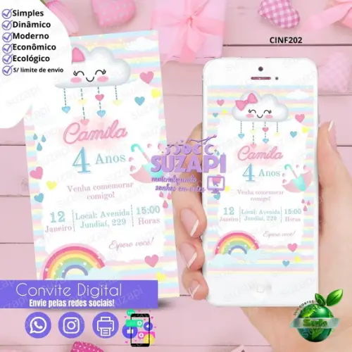 Convite Chuva de Amor Digital Virtual Whatsapp