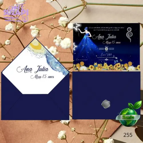Convite de 15 Anos Azul Noite Estrelada Van Gogh
