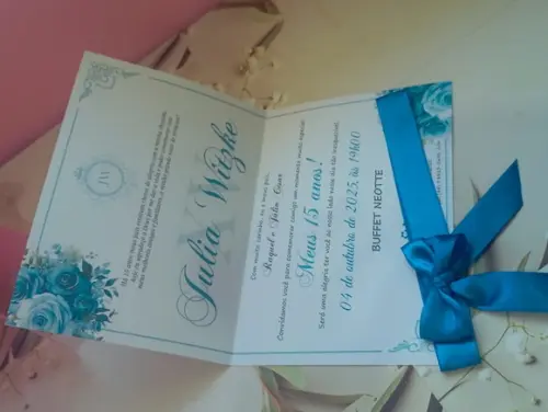 Convite de 15 Anos Boneca Azul Royal A4
