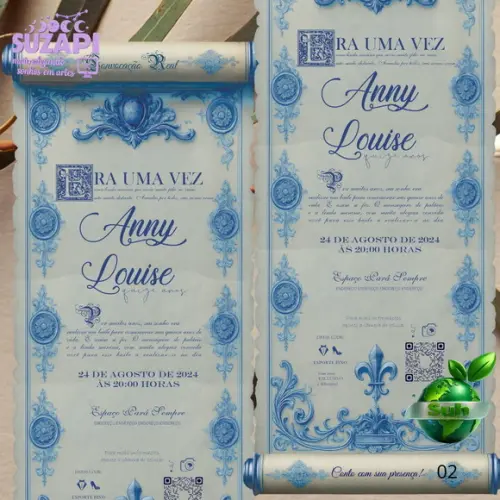 Convite de 15 Anos Ciderela Azul Lacre de Cera