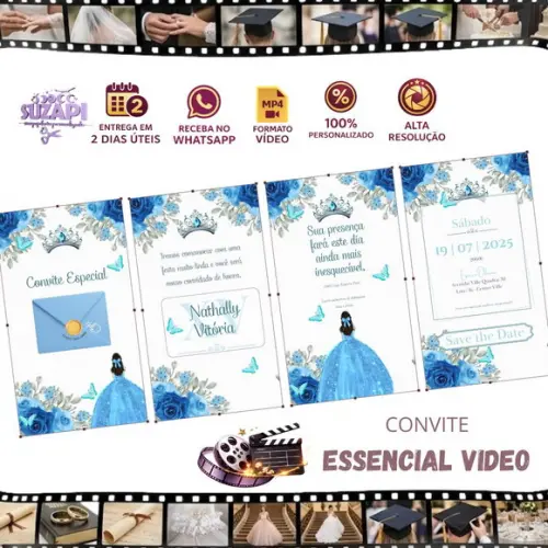 Convite de 15 Anos Essencial Video Jardim Encantado + Brinde