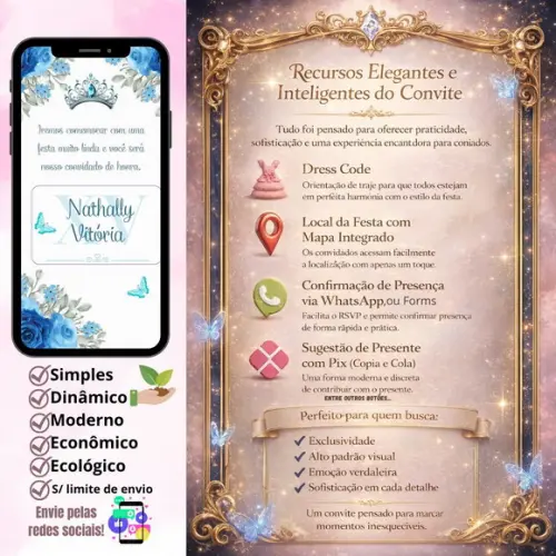 Convite de 15 Anos Essencial Video Jardim Encantado + Brinde