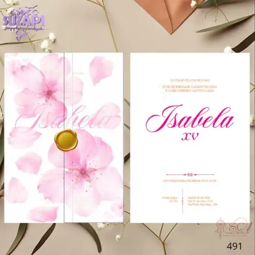 Convite de 15 Anos Floral Rosa Especial