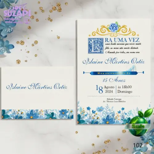 Convite de 15 Anos Realeza Azul