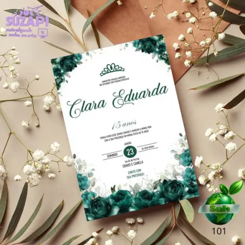 Convite de 15 Anos Verde Esmeralda
