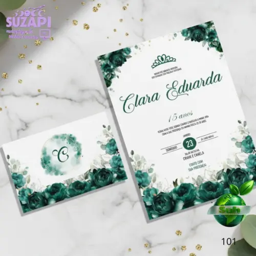 Convite de 15 Anos Verde Esmeralda