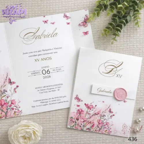 Convite de 15 Jardim Encantado Rosa Especial