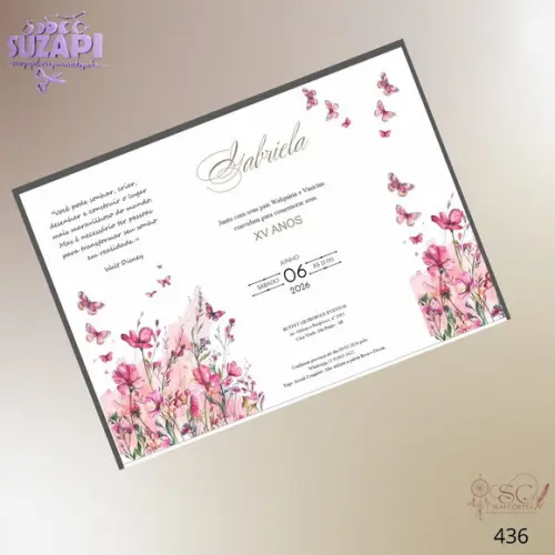 Convite de 15 Jardim Encantado Rosa Especial