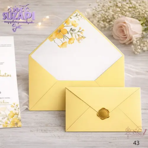 Convite de Casamento Amarelo Exclusivo