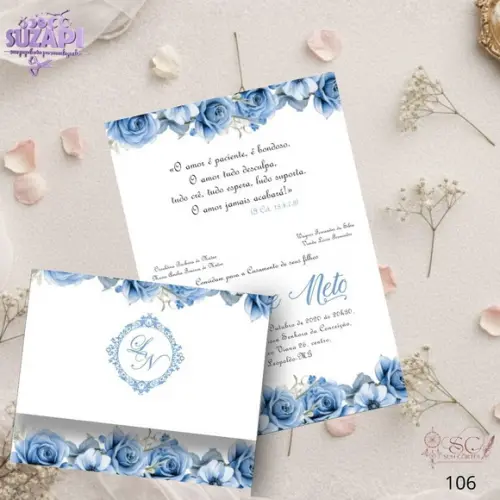 Convite de Casamento Azul Bebê Tam A5