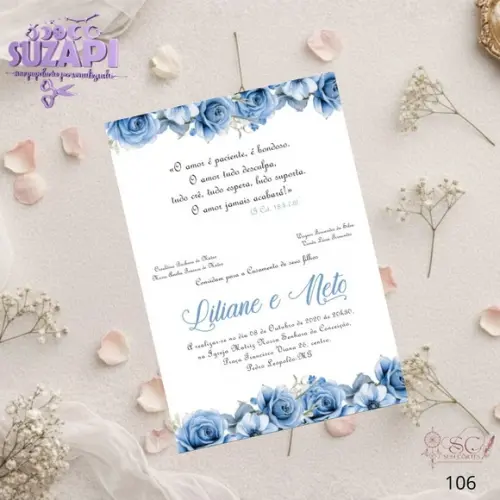 Convite de Casamento Azul Bebê Tam A5