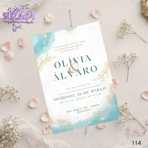 Convite de Casamento Azul Celeste Tam A5