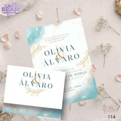 Convite de Casamento Azul Celeste Tam A5