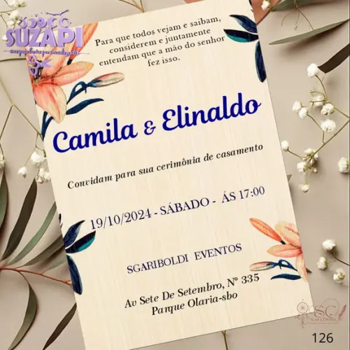 Convite de Casamento Azul com Terracota A5 Exclusivo