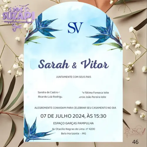 Convite de Casamento Azul Marinho Exclusivo