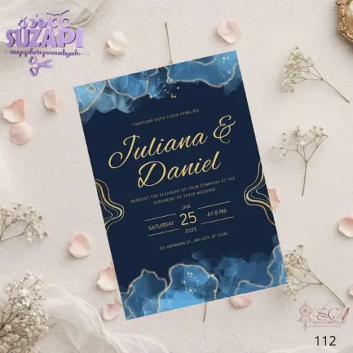 Convite de Casamento Azul Marinhotam A5