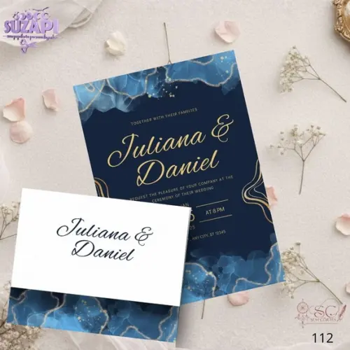 Convite de Casamento Azul Marinhotam A5