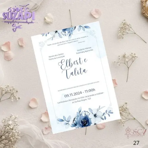 Convite de Casamento Azul Royal Tam A5