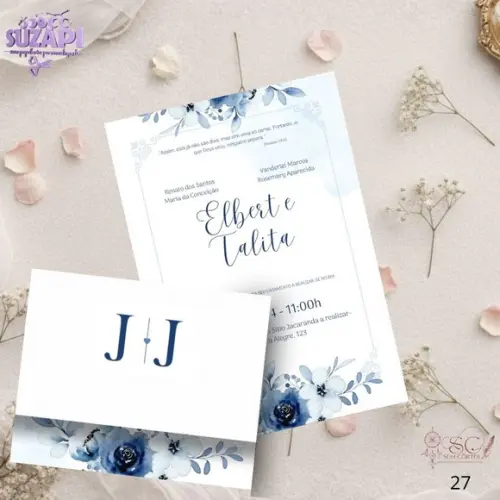 Convite de Casamento Azul Royal Tam A5