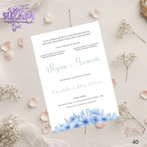 Convite de Casamento Azul Serenity Tam A5