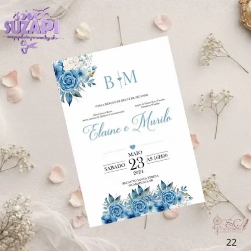 Convite de Casamento Azul Serenity Tam A5