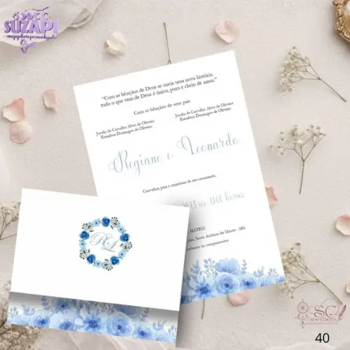 Convite de Casamento Azul Serenity Tam A5