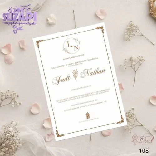Convite de Casamento Bege Minimalista Tam A5