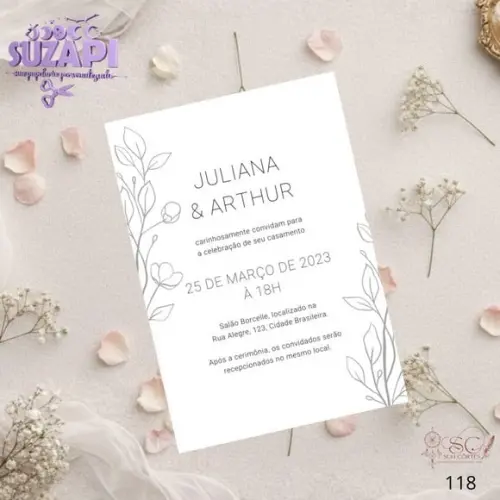 Convite de Casamento Branco Minimalista Tam A5