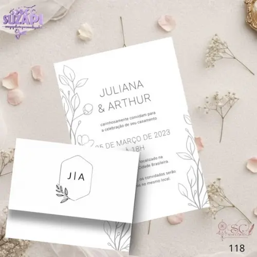 Convite de Casamento Branco Minimalista Tam A5