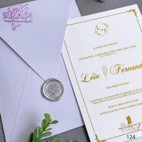 Convite de Casamento Dourado A6 Exclusivo