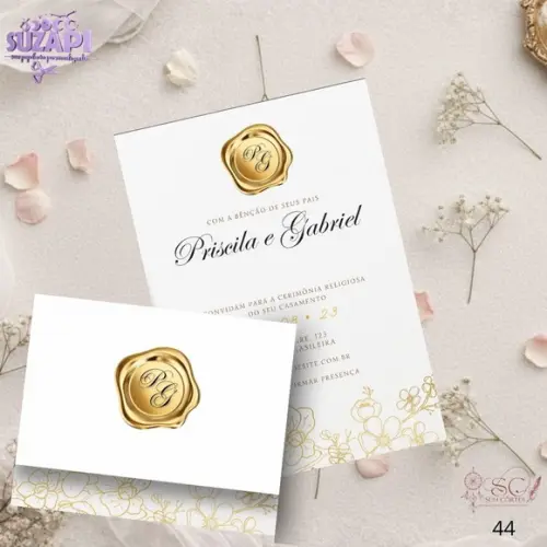 Convite de Casamento Dourado com Branco Tam A5