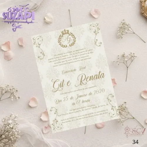 Convite de Casamento Dourado Tam A5