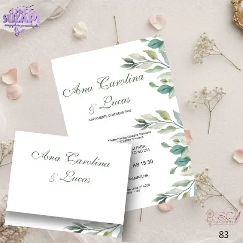 Convite de Casamento Flolhas Tam A5