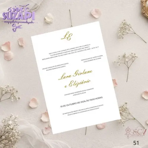 Convite de Casamento Dourado Minimalista Tam A5