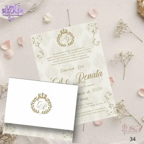 Convite de Casamento Dourado Tam A5