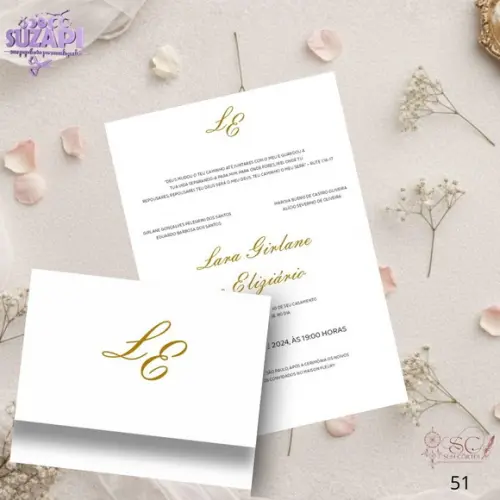 Convite de Casamento Dourado Minimalista Tam A5