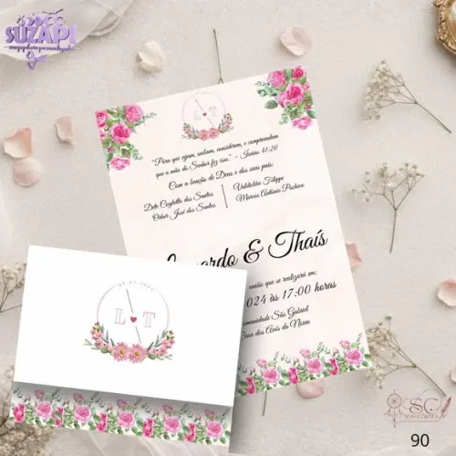 Convite de Casamento Flor Rosa Tam A5