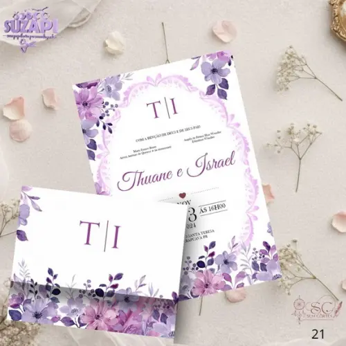 Convite de Casamento Floral Roxotam A5