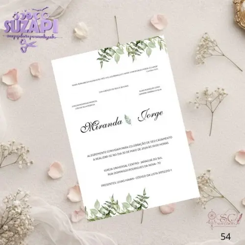 Convite de Casamento Folha Verde Tam A5