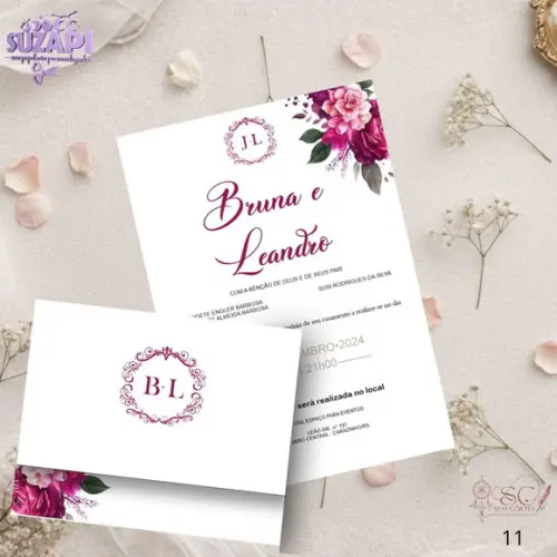 Convite de Casamento Fucsia Tam A5